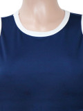 Women's Casual White Striped Sleeveless Tank Top and Mini Skirt Fashion Two-Piece Set