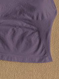 Women Square Neck Halter Neck Seamless Yoga Fitness Tank Top with Bra Pads