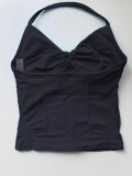 Women Stretch Halter Neck Tank with Bra Pads Seamless Yoga Fitness Two-Piece Set