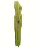 Women's Solid Color Tie-Waist Wide Leg Two-Piece Pants Set