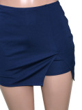 Women's Casual White Striped Sleeveless Tank Top and Mini Skirt Fashion Two-Piece Set