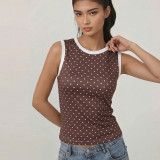 Women's Summer Polka Dot Color Block Slim-Fit Sleeveless Vest Top