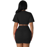 Women's Fashion Sexy Crop Top and Bodycon Skirt Two-Piece Set