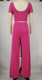 Women Crop Top and Wide-Leg Pants Two-Piece Set