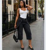 Women 3/4 Denim Wide-Leg Pants
