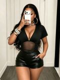 Women Spring Summer V-Neck Sexy Backless Jumpsuit