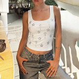 Women French U-neck knitting crop top