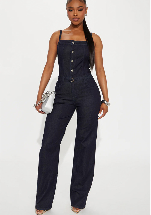 Women Casual Sexy Overall Denim Jumpsuit