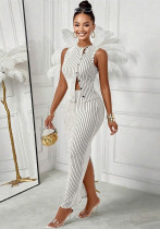 Women button-down sleeveless top and skirt two-piece set Women button-down sleeveless top and skirt two-piece set