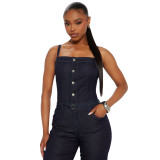 Women Casual Sexy Overall Denim Jumpsuit