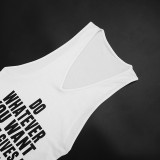 Women Spring Letter Print Sexy Sleeveless Dress