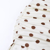 Women French summer camisole formal party polka dot maxi dress