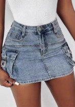 Women Summer Denim Cargo Skirt Women Summer Denim Cargo Skirt
