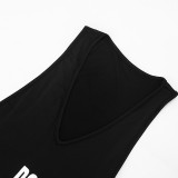 Women Spring Letter Print Sexy Sleeveless Dress