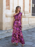 Women Summer Printed One-Shoulder Formal Party Maxi Dress