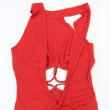 Women Rhinestone Belt Top and Pant Two-Piece Set