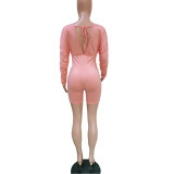 Women Ruffled Long-Sleeve Romper