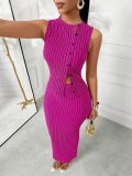 Women button-down sleeveless top and skirt two-piece set