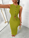 Women button-down sleeveless top and skirt two-piece set