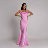 Women Backless Floral Floral Formal Party Dress