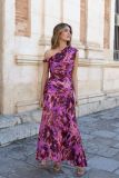 Women Summer Printed One-Shoulder Formal Party Maxi Dress