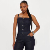 Women Casual Sexy Overall Denim Jumpsuit
