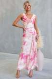 Women Summer Floral Mesh Backless Sexy Tie-up Dress