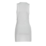 Women Spring Letter Print Sexy Sleeveless Dress