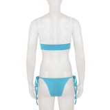 Women beach holiday sexy letter print bikini shorts three-piece