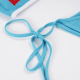 Women beach holiday sexy letter print bikini shorts three-piece