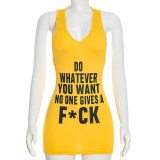 Women Spring Letter Print Sexy Sleeveless Dress