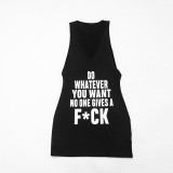 Women Spring Letter Print Sexy Sleeveless Dress