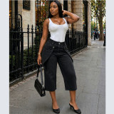 Women 3/4 Denim Wide-Leg Pants