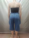 Women 3/4 Denim Wide-Leg Pants