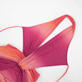 Women Summer Sexy Gradient Print Sleeveless Halter Neck Backless Dress