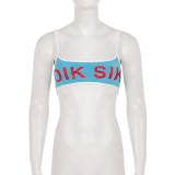 Women beach holiday sexy letter print bikini shorts three-piece