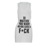 Women Spring Letter Print Sexy Sleeveless Dress