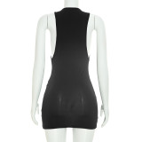 Women Spring Letter Print Sexy Sleeveless Dress