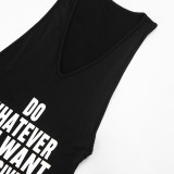 Women Spring Letter Print Sexy Sleeveless Dress