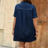 Plus Size Women Denim Short-Sleeve Dress