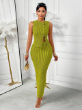 Women button-down sleeveless top and skirt two-piece set