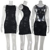 Women Lace Embroidered Sequin Sexy Backless Dress