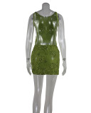 Women Lace Embroidered Sequin Sexy Backless Dress