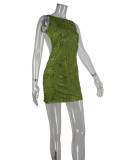 Women Lace Embroidered Sequin Sexy Backless Dress