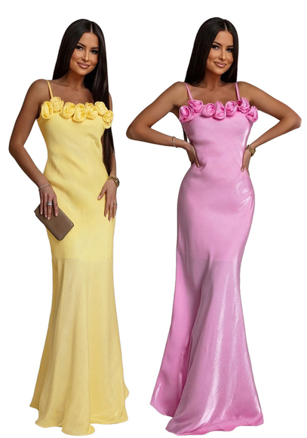 Women Backless Floral Floral Formal Party Dress