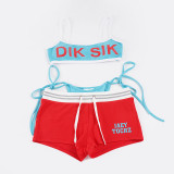 Women beach holiday sexy letter print bikini shorts three-piece