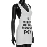Women Spring Letter Print Sexy Sleeveless Dress