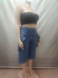 Women 3/4 Denim Wide-Leg Pants