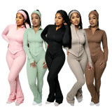 Women's Autumn Sexy Tight-Fit Long Sleeve Top and Bell Bottom Yoga Sport Pants Set
