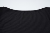 Women French U-neck knitting crop top